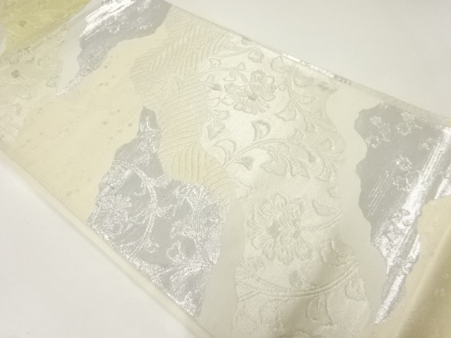 アンティーク　道長取に花唐草模様織出し袋帯（材料）